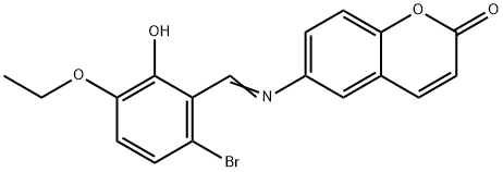 6-[(6-bromo-3-ethoxy-2-hydroxybenzylidene)amino]-2H-chromen-2-one Struktur