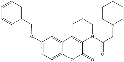 9-(benzyloxy)-4-(1-piperidinylacetyl)-1,2,3,4-tetrahydro-5H-chromeno[3,4-b]pyridin-5-one Struktur