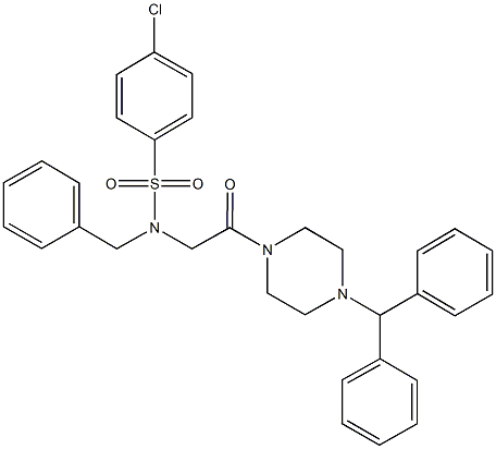 N-[2-(4-benzhydryl-1-piperazinyl)-2-oxoethyl]-N-benzyl-4-chlorobenzenesulfonamide Struktur