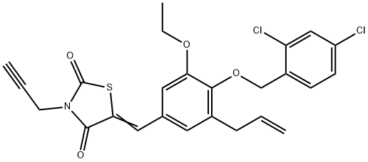 5-{3-allyl-4-[(2,4-dichlorobenzyl)oxy]-5-ethoxybenzylidene}-3-(2-propynyl)-1,3-thiazolidine-2,4-dione Struktur