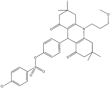 4-[10-(3-methoxypropyl)-3,3,6,6-tetramethyl-1,8-dioxo-1,2,3,4,5,6,7,8,9,10-decahydro-9-acridinyl]phenyl 4-chlorobenzenesulfonate Struktur