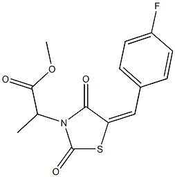 methyl 2-[5-(4-fluorobenzylidene)-2,4-dioxo-1,3-thiazolidin-3-yl]propanoate Struktur