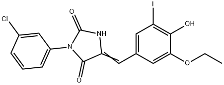 3-(3-chlorophenyl)-5-(3-ethoxy-4-hydroxy-5-iodobenzylidene)-2,4-imidazolidinedione Struktur