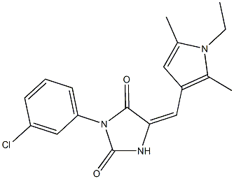 3-(3-chlorophenyl)-5-[(1-ethyl-2,5-dimethyl-1H-pyrrol-3-yl)methylene]-2,4-imidazolidinedione Struktur