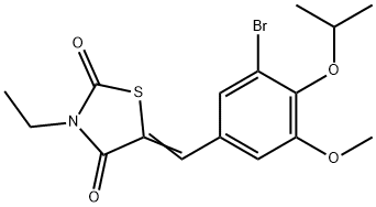 5-(3-bromo-4-isopropoxy-5-methoxybenzylidene)-3-ethyl-1,3-thiazolidine-2,4-dione Struktur