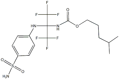 4-methylpentyl 1-[4-(aminosulfonyl)anilino]-2,2,2-trifluoro-1-(trifluoromethyl)ethylcarbamate Struktur