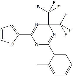 2-(2-furyl)-6-(2-methylphenyl)-4,4-bis(trifluoromethyl)-4H-1,3,5-oxadiazine Struktur