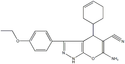 6-amino-4-(3-cyclohexen-1-yl)-3-(4-ethoxyphenyl)-1,4-dihydropyrano[2,3-c]pyrazole-5-carbonitrile Struktur