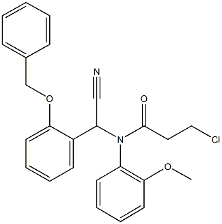 N-[[2-(benzyloxy)phenyl](cyano)methyl]-3-chloro-N-(2-methoxyphenyl)propanamide Struktur