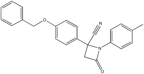 2-[4-(benzyloxy)phenyl]-1-(4-methylphenyl)-4-oxo-2-azetidinecarbonitrile Struktur