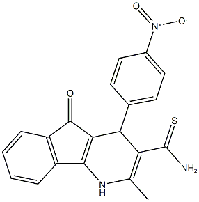 4-{4-nitrophenyl}-2-methyl-5-oxo-4,5-dihydro-1H-indeno[1,2-b]pyridine-3-carbothioamide Struktur