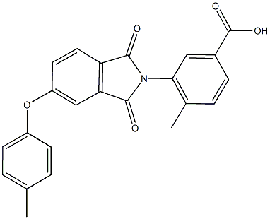 4-methyl-3-[5-(4-methylphenoxy)-1,3-dioxo-1,3-dihydro-2H-isoindol-2-yl]benzoic acid Struktur