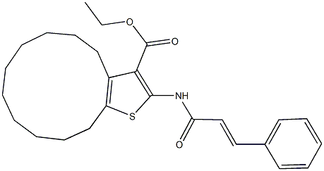 ethyl 2-(cinnamoylamino)-4,5,6,7,8,9,10,11,12,13-decahydrocyclododeca[b]thiophene-3-carboxylate Struktur