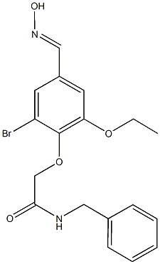 N-benzyl-2-{2-bromo-6-ethoxy-4-[(hydroxyimino)methyl]phenoxy}acetamide Struktur