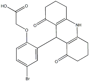 [4-bromo-2-(1,8-dioxo-1,2,3,4,5,6,7,8,9,10-decahydro-9-acridinyl)phenoxy]acetic acid Struktur