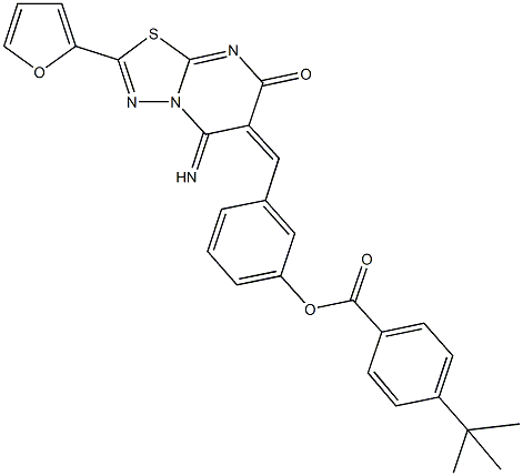 3-[(2-(2-furyl)-5-imino-7-oxo-5H-[1,3,4]thiadiazolo[3,2-a]pyrimidin-6(7H)-ylidene)methyl]phenyl 4-tert-butylbenzoate Struktur