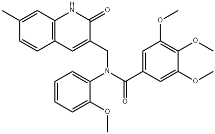 N-[(2-hydroxy-7-methyl-3-quinolinyl)methyl]-3,4,5-trimethoxy-N-(2-methoxyphenyl)benzamide Struktur