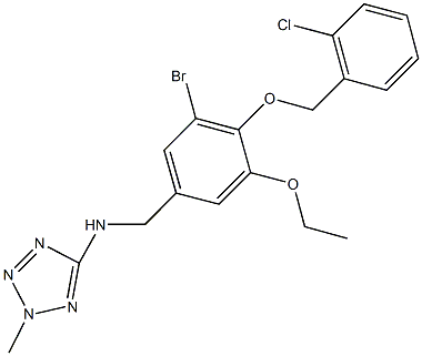 N-{3-bromo-4-[(2-chlorobenzyl)oxy]-5-ethoxybenzyl}-N-(2-methyl-2H-tetraazol-5-yl)amine Struktur