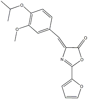 2-(2-furyl)-4-(4-isopropoxy-3-methoxybenzylidene)-1,3-oxazol-5(4H)-one Struktur