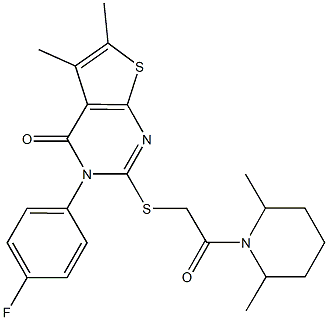 2-{[2-(2,6-dimethyl-1-piperidinyl)-2-oxoethyl]sulfanyl}-3-(4-fluorophenyl)-5,6-dimethylthieno[2,3-d]pyrimidin-4(3H)-one Struktur