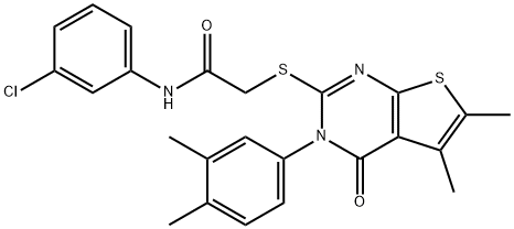 N-(3-chlorophenyl)-2-{[3-(3,4-dimethylphenyl)-5,6-dimethyl-4-oxo-3,4-dihydrothieno[2,3-d]pyrimidin-2-yl]sulfanyl}acetamide Struktur