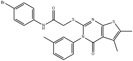 N-(4-bromophenyl)-2-{[5,6-dimethyl-3-(3-methylphenyl)-4-oxo-3,4-dihydrothieno[2,3-d]pyrimidin-2-yl]sulfanyl}acetamide Struktur