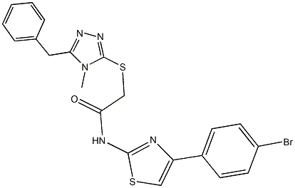 2-[(5-benzyl-4-methyl-4H-1,2,4-triazol-3-yl)sulfanyl]-N-[4-(4-bromophenyl)-1,3-thiazol-2-yl]acetamide Struktur