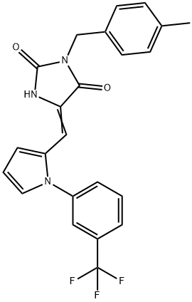 3-(4-methylbenzyl)-5-({1-[3-(trifluoromethyl)phenyl]-1H-pyrrol-2-yl}methylene)-2,4-imidazolidinedione Struktur