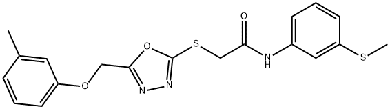 2-({5-[(3-methylphenoxy)methyl]-1,3,4-oxadiazol-2-yl}sulfanyl)-N-[3-(methylsulfanyl)phenyl]acetamide Struktur