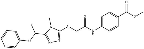 methyl 4-[({[4-methyl-5-(1-phenoxyethyl)-4H-1,2,4-triazol-3-yl]sulfanyl}acetyl)amino]benzoate Struktur