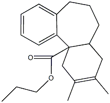 propyl 9,10-dimethyl-5,6,7,7a,8,11-hexahydro-11aH-dibenzo[a,c]cycloheptene-11a-carboxylate Struktur