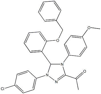 1-[5-[2-(benzyloxy)phenyl]-1-(4-chlorophenyl)-4-(4-methoxyphenyl)-4,5-dihydro-1H-1,2,4-triazol-3-yl]ethanone Struktur