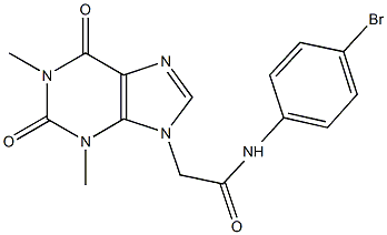 N-(4-bromophenyl)-2-(1,3-dimethyl-2,6-dioxo-1,2,3,6-tetrahydro-9H-purin-9-yl)acetamide Struktur