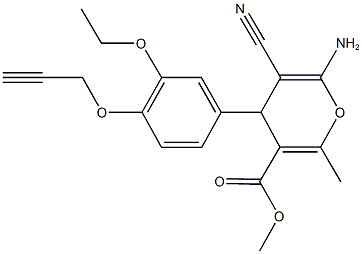 methyl 6-amino-5-cyano-4-[3-ethoxy-4-(2-propynyloxy)phenyl]-2-methyl-4H-pyran-3-carboxylate Struktur