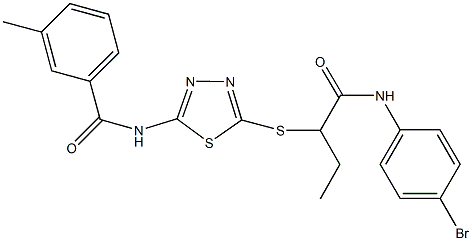 N-[5-({1-[(4-bromoanilino)carbonyl]propyl}sulfanyl)-1,3,4-thiadiazol-2-yl]-3-methylbenzamide Struktur