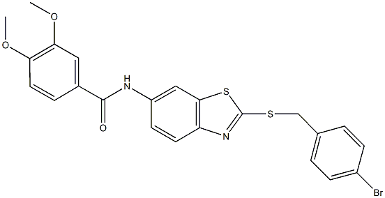 N-{2-[(4-bromobenzyl)sulfanyl]-1,3-benzothiazol-6-yl}-3,4-dimethoxybenzamide Struktur