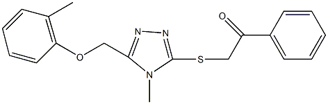 2-({4-methyl-5-[(2-methylphenoxy)methyl]-4H-1,2,4-triazol-3-yl}sulfanyl)-1-phenylethanone Struktur