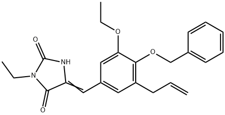 5-[3-allyl-4-(benzyloxy)-5-ethoxybenzylidene]-3-ethyl-2,4-imidazolidinedione Struktur