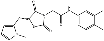 N-(3,4-dimethylphenyl)-2-{5-[(1-methyl-1H-pyrrol-2-yl)methylene]-2,4-dioxo-1,3-thiazolidin-3-yl}acetamide Struktur