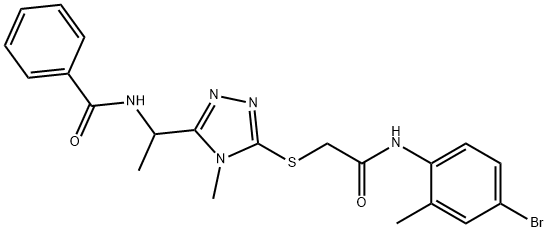 N-[1-(5-{[2-(4-bromo-2-methylanilino)-2-oxoethyl]sulfanyl}-4-methyl-4H-1,2,4-triazol-3-yl)ethyl]benzamide Struktur