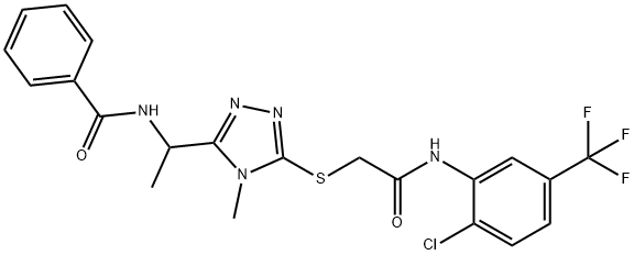 N-{1-[5-({2-[2-chloro-5-(trifluoromethyl)anilino]-2-oxoethyl}sulfanyl)-4-methyl-4H-1,2,4-triazol-3-yl]ethyl}benzamide Struktur