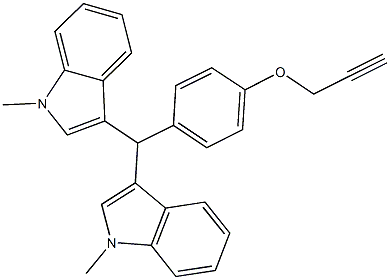 1-methyl-3-{(1-methyl-1H-indol-3-yl)[4-(2-propynyloxy)phenyl]methyl}-1H-indole Struktur