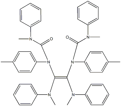 N-(1,2-bis(methylanilino)-2-{4-methyl[(methylanilino)carbonyl]anilino}vinyl)-N'-methyl-N-(4-methylphenyl)-N'-phenylurea Struktur