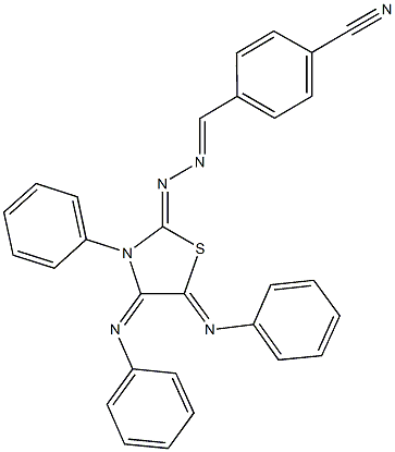 4-{2-[3-phenyl-4,5-bis(phenylimino)-1,3-thiazolidin-2-ylidene]carbohydrazonoyl}benzonitrile Struktur