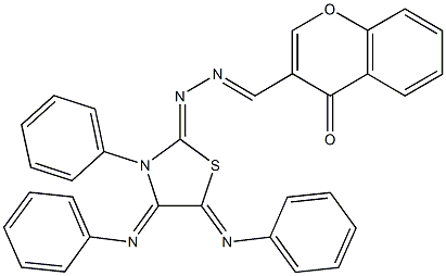 4-oxo-4H-chromene-3-carbaldehyde [3-phenyl-4,5-bis(phenylimino)-1,3-thiazolidin-2-ylidene]hydrazone Struktur