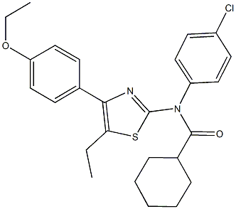 N-(4-chlorophenyl)-N-[4-(4-ethoxyphenyl)-5-ethyl-1,3-thiazol-2-yl]cyclohexanecarboxamide Struktur