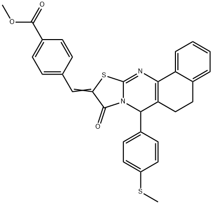 methyl 4-[(7-[4-(methylsulfanyl)phenyl]-9-oxo-5,7-dihydro-6H-benzo[h][1,3]thiazolo[2,3-b]quinazolin-10(9H)-ylidene)methyl]benzoate Struktur