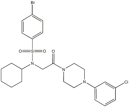 4-bromo-N-{2-[4-(3-chlorophenyl)-1-piperazinyl]-2-oxoethyl}-N-cyclohexylbenzenesulfonamide Struktur