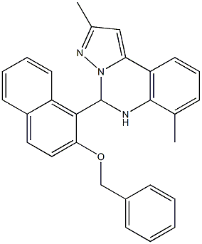 5-[2-(benzyloxy)-1-naphthyl]-2,7-dimethyl-5,6-dihydropyrazolo[1,5-c]quinazoline Struktur