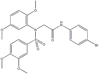 N-(4-bromophenyl)-2-{[(3,4-dimethoxyphenyl)sulfonyl]-2,5-dimethoxyanilino}acetamide Struktur